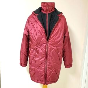 Bordeaux Red Quilted Winter Coat